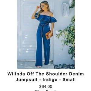 Off the Shoulder Denim Jumpsuit